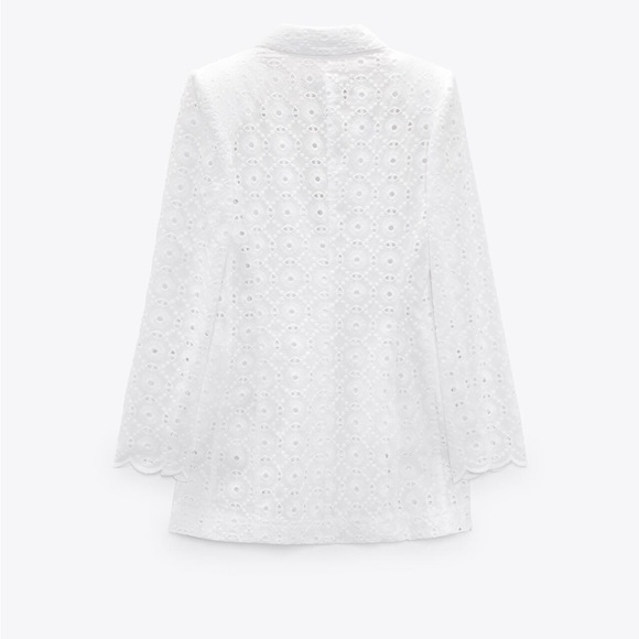 Zara Embroidered Eyelet Blazer Size Medium - Picture 6 of 10